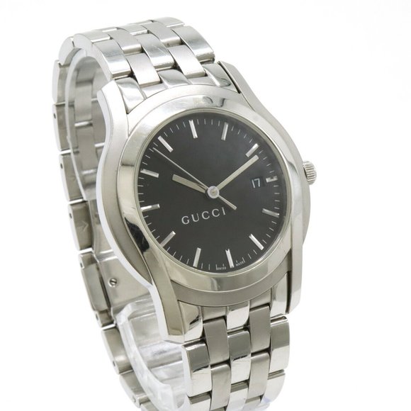 GUCCI G-Class Black Dial Date Men's SS Quartz Watch 5500XL